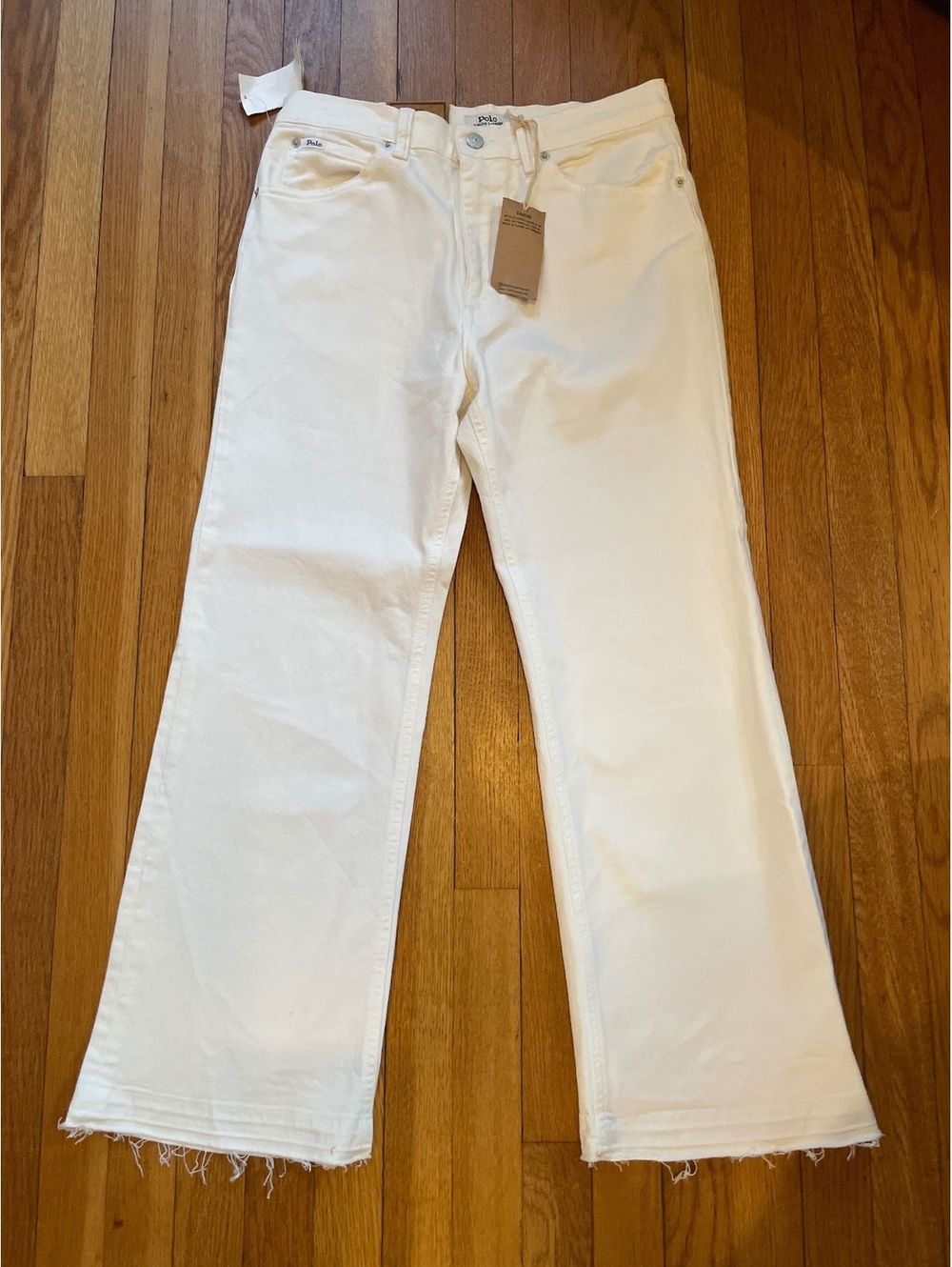 Polo Ralph Lauren Cream Laight Cropped Flare Jeans 29 Raw Hem NWT Quiet Luxury